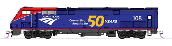 Kato Locomotives Kato HO 376115LS GE P42 Genesis, Lok Locomotive Amtrak #108 (DCC & Sound-Equipped)