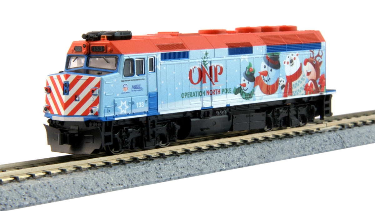 Kato Locomotives PREORDER Kato HO 372016S EMD F40PH Commuter Version, Metra Operation North Pole Christmas 2016 #133 (DCC & Sound Equipped)