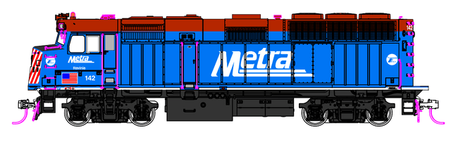 Kato Locomotives PREORDER Kato HO F40PH with Ditch Lights, Chicago Metra Standard Paint Ravinia #142 (DCC & Sound Equipped)