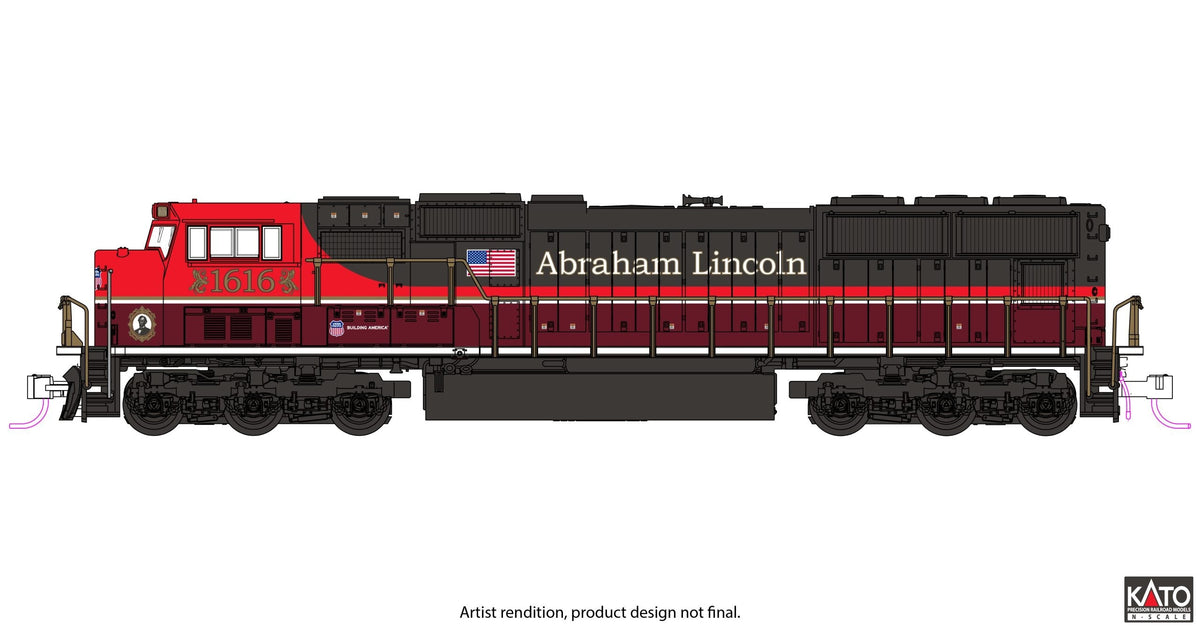 Kato Locomotives PREORDER Kato N 1761616S SD70M Flat Radiator Diesel Locomotive, Union Pacific Abraham Lincoln #1616 (DCC & Sound-Equipped)