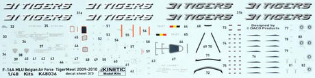 Kinetic MODEL AIRCRAFT Kinetic 1/48 F-16A TigerMeet 2009 (DACO Decal Design) Kit