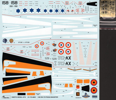 Kinetic MODEL AIRCRAFT Kinetic 1/48 Fouga Magister Kit CM. 170 (Parts For Two Kits Included)