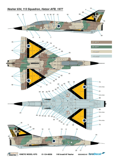 Kinetic MODEL AIRCRAFT Kinetic 1/48 IAI Nesher 2 in 1 Single or Double Seat Kit