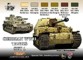 Lifecolor MODEL PAINTS Lifecolor Acrylic German WWII Tanks #1 Camouflage Acrylic Set (6 22ml Bottles)