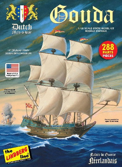 Lindberg MODEL SHIPS Lindberg 1/25 Gouda Dutch Man-o-War Sailing Ship Kit