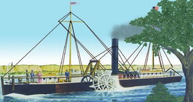 Lindberg MODEL SHIPS Lindberg 1/96 Fulton's Clermont Side-Wheel Powered Steamboat Kit