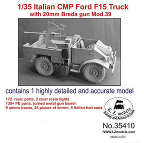 LZ Models MILITARY MODEL LZ Models 1/35 WWII Italian CMP Ford F15 Military Truck w/20mm Breda Gun Mod 39 Resin Kit
