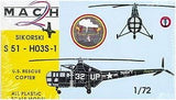 Mach-2 MODEL AIRPLANES Mach-2 1/72 Sikorsky S51HO3 S1 US Rescue Helicopter Kit
