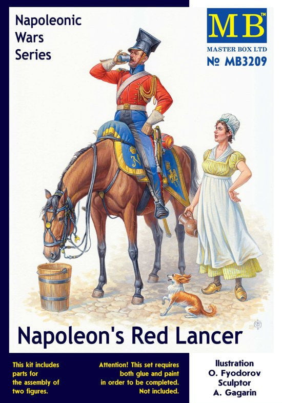Master Box MILITARY MODEL Master Box Ltd 1/32 Napoleon's Red Lancer Mounted on Horse w/Maiden Kit
