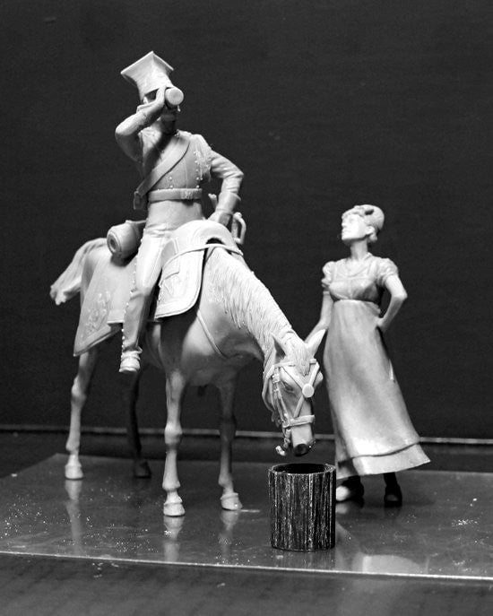 Master Box MILITARY MODEL Master Box Ltd 1/32 Napoleon's Red Lancer Mounted on Horse w/Maiden Kit