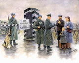 Master Box MILITARY MODEL Master Box Ltd 1/35 Checkpoint German Soldiers & Civilians w/Sentry Box (6) Kit