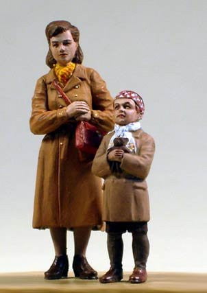 Master Box MILITARY MODEL Master Box Ltd 1/35 Checkpoint German Soldiers & Civilians w/Sentry Box (6) Kit