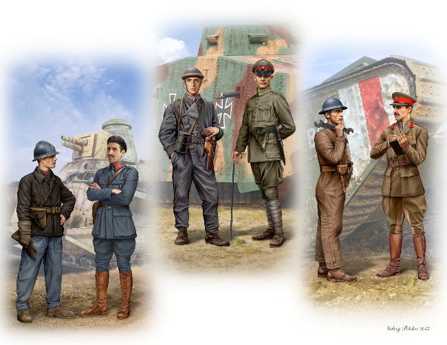 Master Box MILITARY MODEL Master Box Ltd 1/35 French, German, British Private & Officer Tankmen of WWI (6) Kit