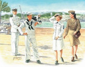 Master Box MILITARY MODEL Master Box Ltd 1/35 Women at War: USN Waves (2 ea Women/Men) Kit