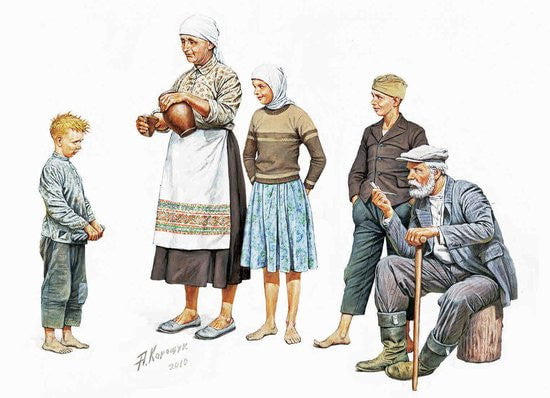 Master Box MILITARY MODEL Master Box Ltd 1/35 WWII Peasants Eastern Region (5) Kit