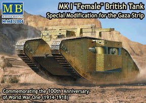 Master Box MILITARY MODEL Master Box Ltd 1/72 WWI British Female Mk I Tank Modified for Gaza Strip Kit
