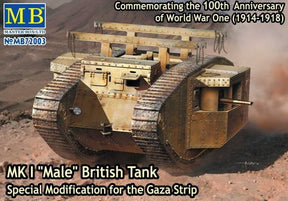 Master Box MILITARY MODEL Master Box Ltd 1/72 WWI British Male Mk I Tank Modified for Gaza Strip Kit