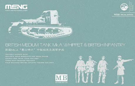 Meng MILITARY MODEL Meng 1/35 Mk.A Whippet Medium Tank w/Infantry Kit