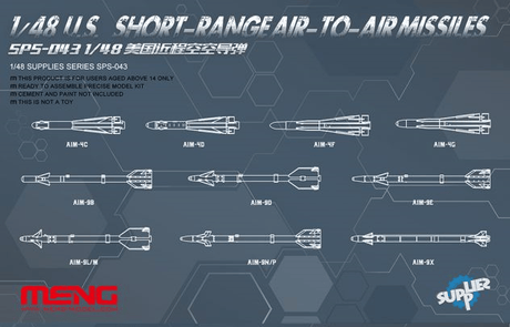 Meng MODEL AIRPLANES Meng 1/48 US Short Range Air-to-Air Missiles Kit