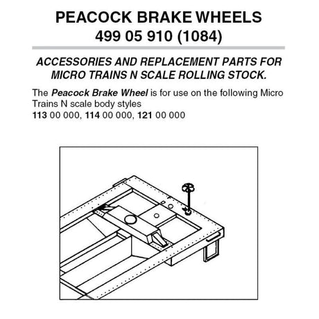 Micro Trains 49905910 MICRO TRAINS / 49905910 Peacock Brake Wheels -- For Tank Car pkg of 12  (1084)  (SCALE=N) )