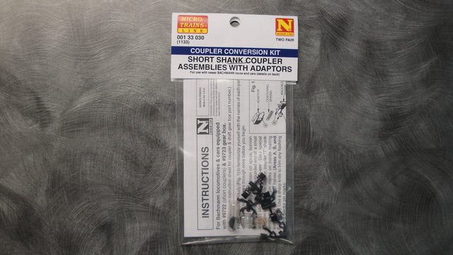Micro Trains MICRO TRAINS / 001 33 030 SHORT SHANK COUPLER ASSEMBLIES WITH ADAPTORS  Bac (1133)  (SCALE=N)