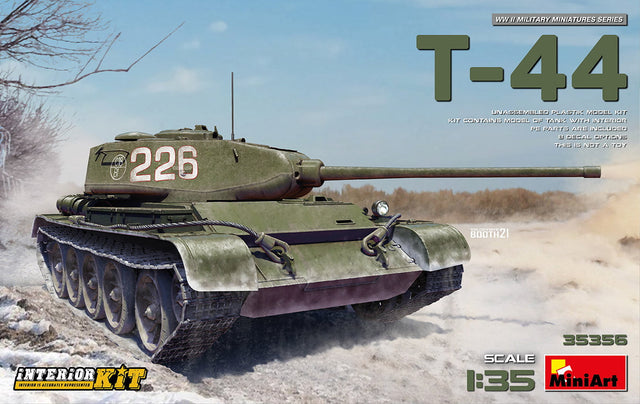 MiniArt 1/35 (AFV) Armored Fighting Vehicle MiniArt 35356 1/35 WWII T44 Soviet Medium Tank with Interior Model Kit