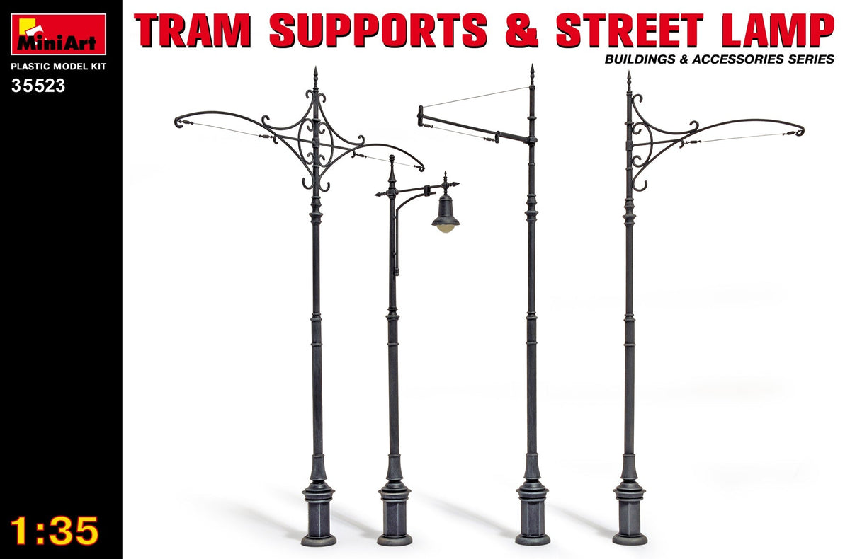 MiniArt 1/35 Scene Details MiniArt 35523 1/35 Tram Supports and Street Lamp Model Kit