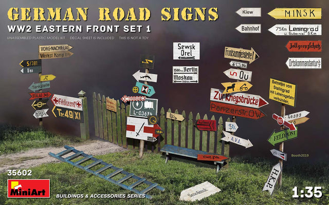 MiniArt 1/35 Scene Details MiniArt 35602 1/35 German Road Signs WW2 (Eastern Front Model Set 1) Kit