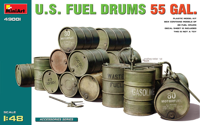 MiniArt 1/48 AFV Detail Accessories MiniArt 49001 1/48 U.S. Fuel Drums 55 Gal. Model Kit