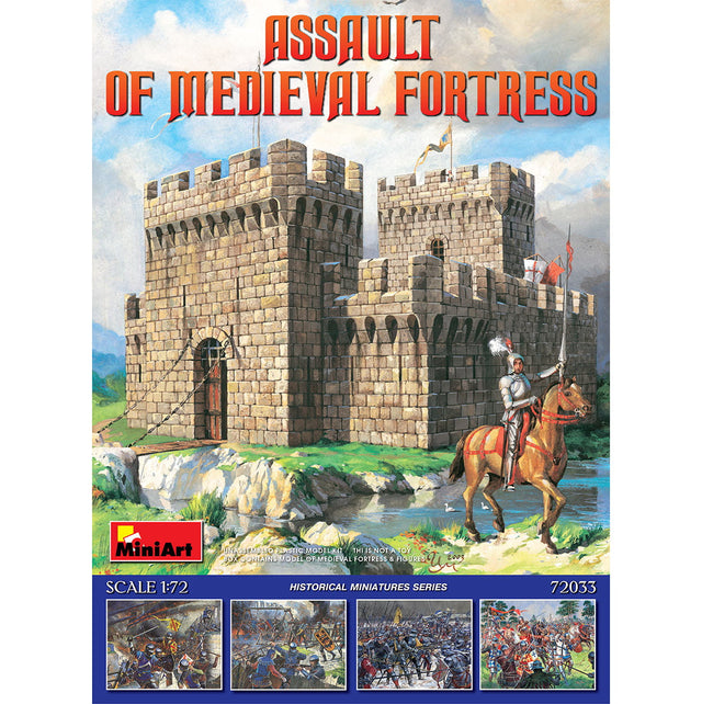 MiniArt 1/72 Battle Set MiniArt 72033 1/72 Assault of Medieval Fortress with Fortress & Figures Model Kit