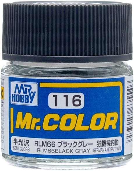 Mr. Hobby Paint Mr. Hobby C116 Mr. Color Semi Gloss RLM66 Black Gray Lacquer Paint 10ml