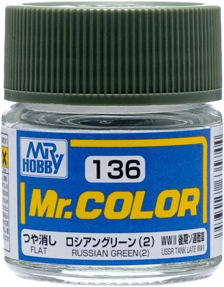 Mr. Hobby Paint Mr. Hobby C136 Mr. Color Flat Russian Green (2) Lacquer Paint 10ml