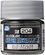 Mr. Hobby Paint Mr. Hobby SM204 Mr. Color Super Metallic Stainless 2 Lacquer Paint 10ml