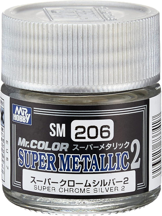Mr. Hobby Paint Mr. Hobby SM206 Mr. Color Super Metallic Chrome Silver 2 Lacquer Paint 10ml