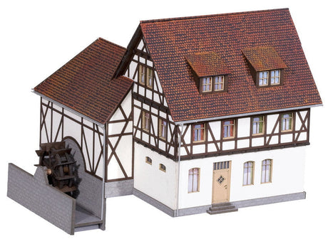 Noch MODEL TRAINS Noch HO Half-Timber Mill Bakery w/Motorized Water Wheel Laser-Cut Card Kit