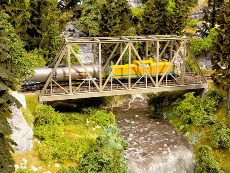 Noch MODEL TRAINS Noch HO Steel Through Truss Bridge w/Cut-Stone Abutments Laser-Cut Card Kit