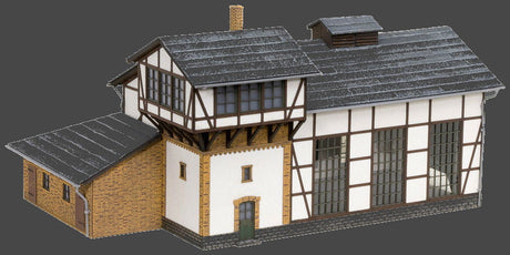 Noch MODEL TRAINS Noch HO Tannau Half-Timbered Locomotive Shed Weathered Laser-Cut Kit