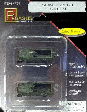 Pegasus MILITARY MODEL Pegasus Military 1/144 SdKfz 251/1 Halftrack (Green Camouflage) (2) (Assembled)