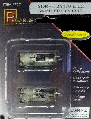 Pegasus MILITARY MODEL Pegasus Military 1/144 SdKfz 251/9 & 22 Halftrack (Winter Camouflage) (2) (Assembled)