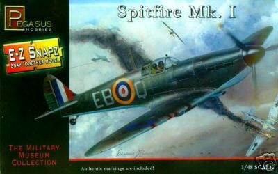 Pegasus MODEL AIRPLANES Pegasus Hobbies Aircraft 1/48 Spitfire Mk I RAF Fighter Snap Kit