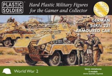 Plastic Soldier WARGAMES Plastic Soldier 15mm WWII German SdKfz 231 8-Rad Armoured Car (5) & Crew (10)
