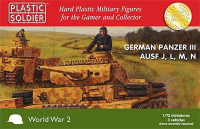Plastic Soldier WARGAMING Plastic Soldier 1/72 WWII German Panzer III Ausf J/L/M/N Tank (3) Kit