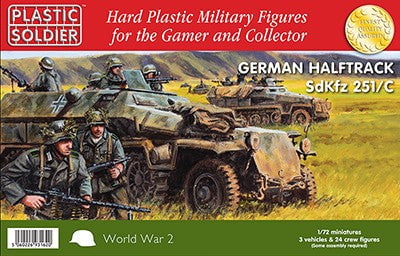 Plastic Soldier WARGAMING Plastic Soldier 1/72 WWII German SdKfz 251/C Halftrack (3) & Crew (24) Kit