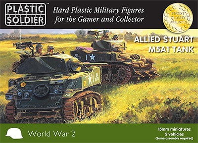 Plastic Soldier WARGAMING Plastic Soldier 15mm WWII Allied Stuart M5A1 Tank (5) Kit