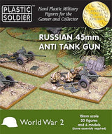 Plastic Soldier WARGAMING Plastic Soldier 15mm WWII Russian 45mm Anti-Tank Gun (4) & Crew (20) Kit