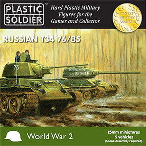 Plastic Soldier WARGAMING Plastic Soldier 15mm WWII Russian T34 76/85 Tank (5) Kit