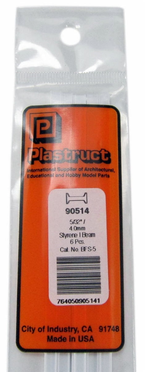 Plastruct Supplies Plastruct 90514 BFS-5 Fineline Styrene I Beam, 5/32" (6)