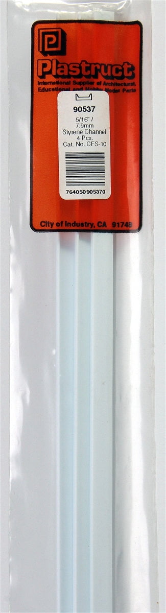 Plastruct Supplies Plastruct 90537 CFS-10 Fineline Styrene Channel, 5/16" (4)