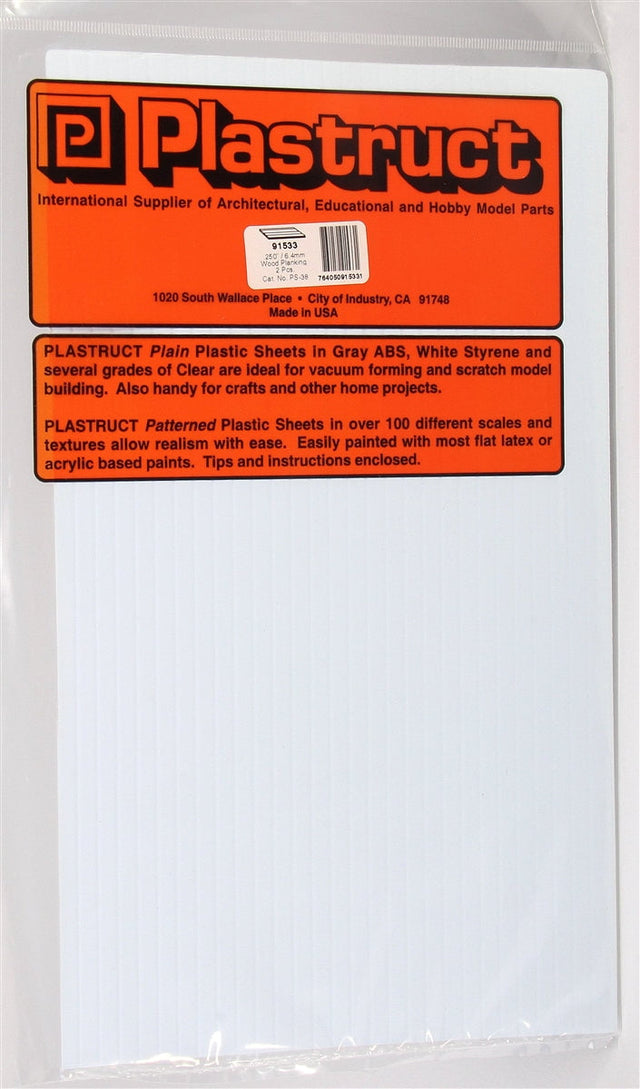 Plastruct Supplies Plastruct 91535 PS-32 Wood Planking Patterned Sheet, 1/16" (2)