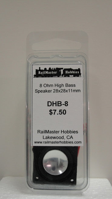 RailMaster DHB-8 Rail Master / Speaker 28 x 28 x 11.2 mm 8 Ohm (Scale=HO) Part # = RMT-DHB8
